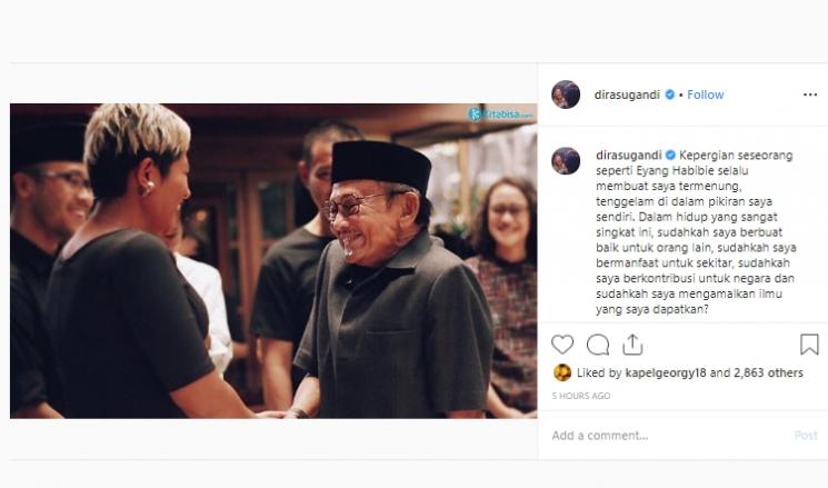 Dira Sugandi dan BJ Habibie. (Instagram/@dirasugandi)