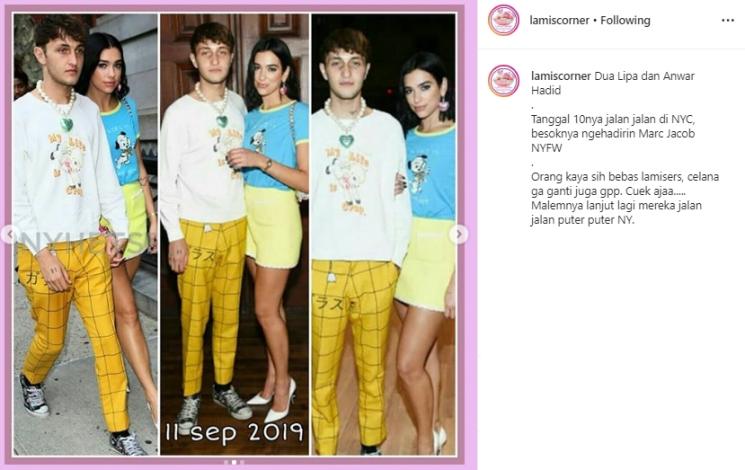Anwar Hadid dan Dua Lipa (Instagram/@lamiscorner)