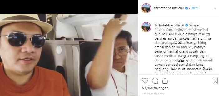 Unggahan Farhat Abbas soa hadir di HAM PBB. [Instagram]