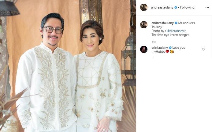 Kemesraan Andre Taulany dan istri, Reinwartia Trygina. (Instagram/@andreastaulany)