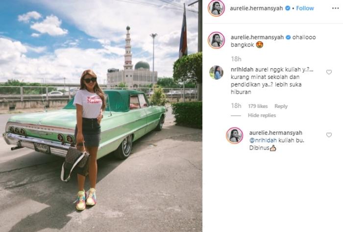 Aurel Hermansyah jawab komentar netizen. (Instagram/@aurelie.hermansyah)