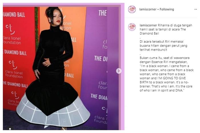 Rihanna terlihat hamil. (Instagram/@lamiscorner)