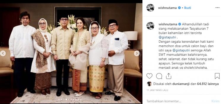 Tasyakuran 7 Bulan Kehamilan Gista Putri (Instagram/@wishnutama)