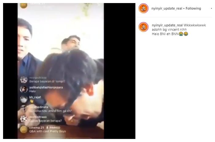 Vincent lakukan gimmick ala narkoba. (Instagram/@nyinyir_update_real)