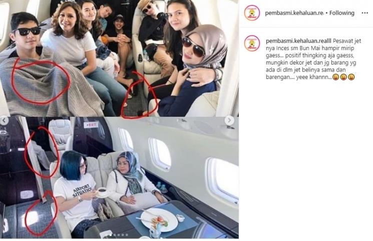 Kemiripan pesawat Jet Syahrini dan Maia Estianty (Instagram/pembasmi.kehaluan.realll)