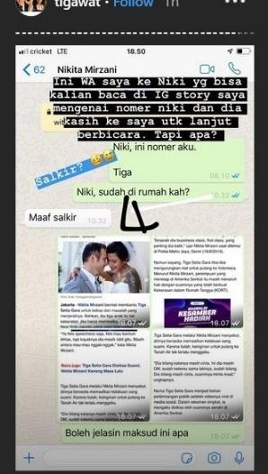 Postingan Tiga Setia Gara di Instagram.