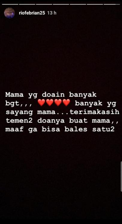 Ibu Rio Febrian meninggal dunia (Instagram/@riofebrian25)