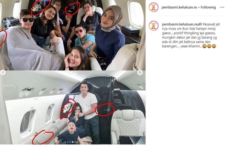 Kemiripan pesawat Jet Syahrini dan Maia Estianty (Instagram/pembasmi.kehaluan.realll)
