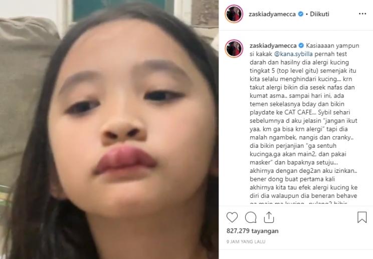 Putri Zaskia Adya Mecca alergi kucing (Instagram/@zaskiadyamecca)