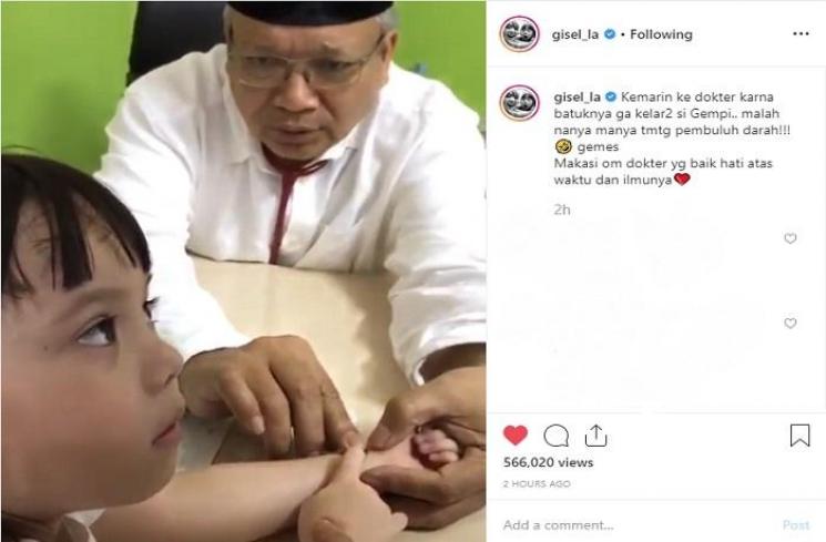 Gempita Nora Marten sedang periksa ke dokter (Instagram @gisel_la)