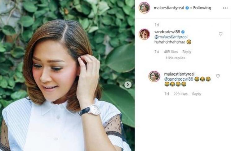 Maia Estianty dan Sandra Dewi saling balas komentar. (Instagram/@maiaestiantyreal)