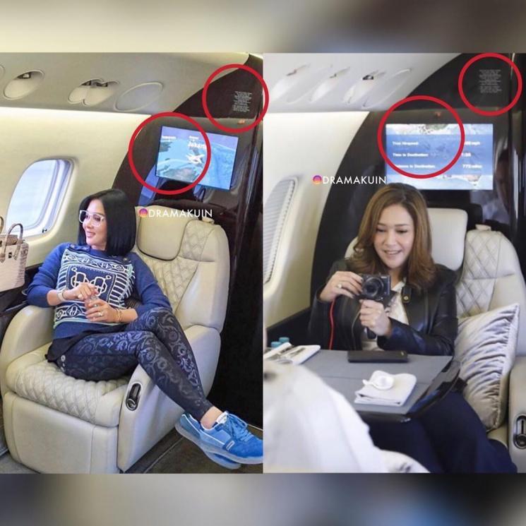 Persamaan jet pribadi Syahrini dan Maia Estianty. [Instagram]