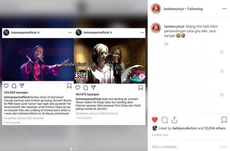 Hotman Paris menantang Barbie Kumalasari (Instagram @lambenyinyir)