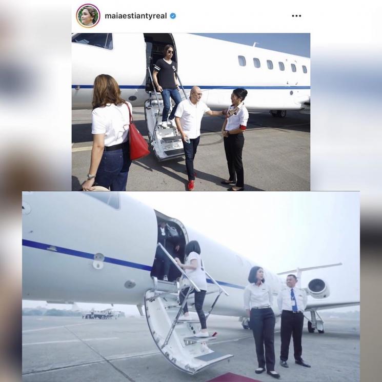 Persamaan jet pribadi Syahrini dan Maia Estianty. [Instagram]