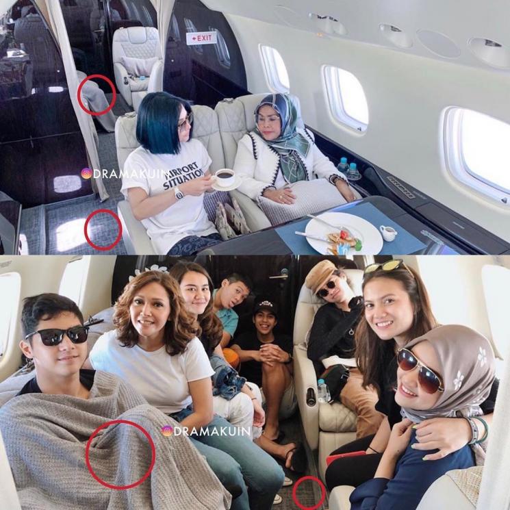 Persamaan jet pribadi Syahrini dan Maia Estianty. [Instagram]