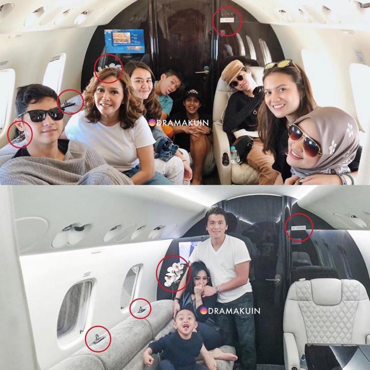 Persamaan jet pribadi Syahrini dan Maia Estianty. [Instagram]