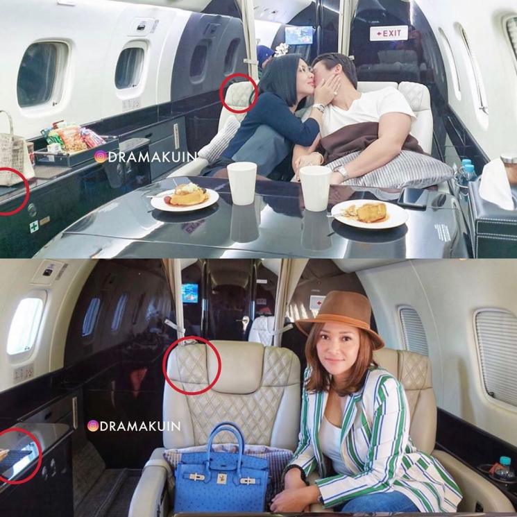 Persamaan jet pribadi Syahrini dan Maia Estianty. [Instagram]