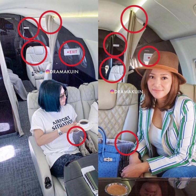 Persamaan jet pribadi Syahrini dan Maia Estianty. [Instagram]