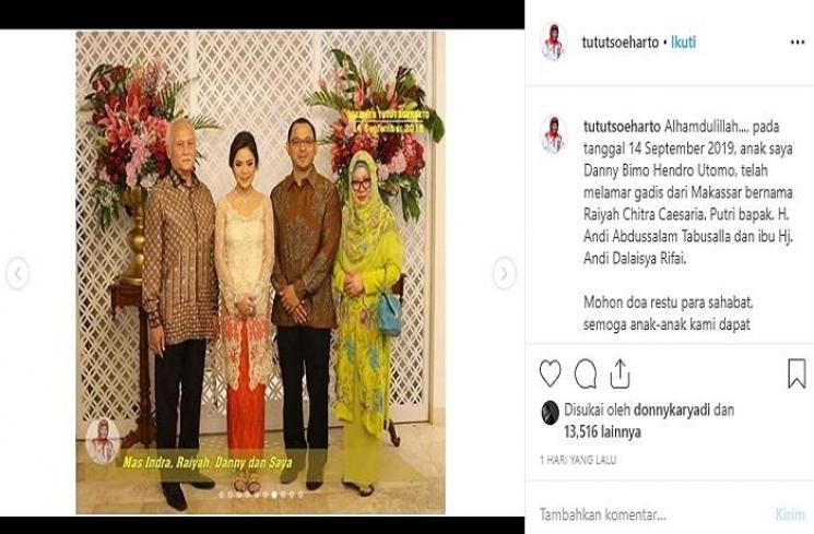 Danny Bimo Hendro Utomo lamaran (Instagram @tututsoeharto)