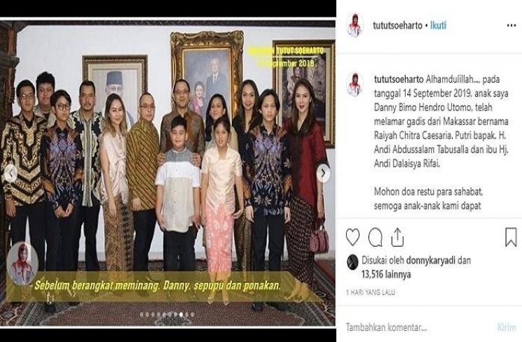 Danny Bimo Hendro Utomo lamaran (Instagram @tututsoeharto)