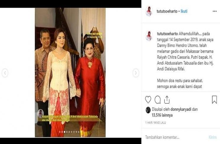 Danny Bimo Hendro Utomo lamaran (Instagram @tututsoeharto)