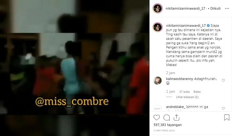 Capture video kekerasan santri di pesantren. [Instagram]