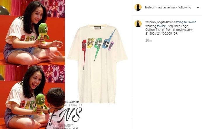 Kaus oblong Nagita Slavina. (Instagram/@fashion_nagitaslavina)
