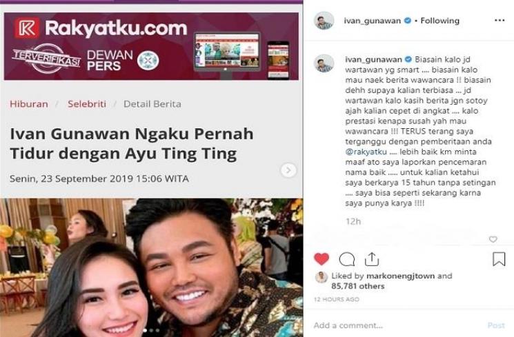 Kekesalan Ivan Gunawan karena salah satu pemberitaan (Instagram @ivan_gunawan)