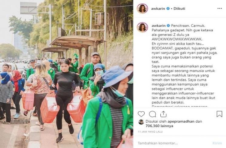 Awkarin dituding pencitraan (Instagram @awkarin)