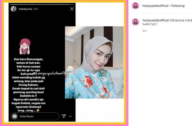 Postingan Melody Prima. (Instagram)