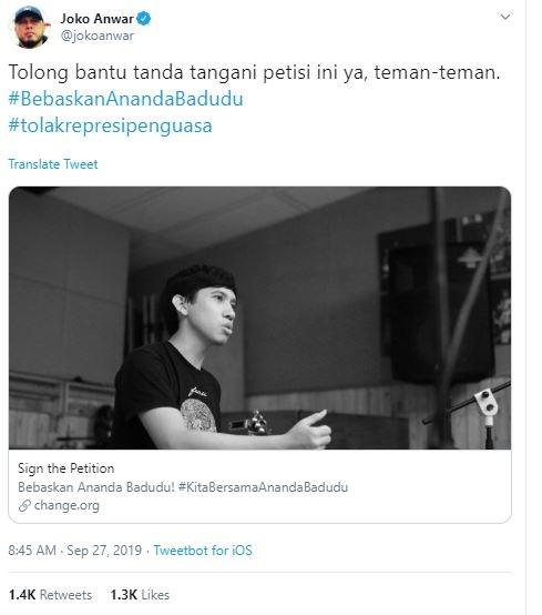 Joko Anwar. (Twitter.com/jokoanwar)