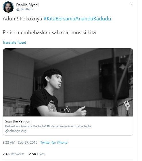 Danilla Riyadi. (Twitter.com/danillajpr)