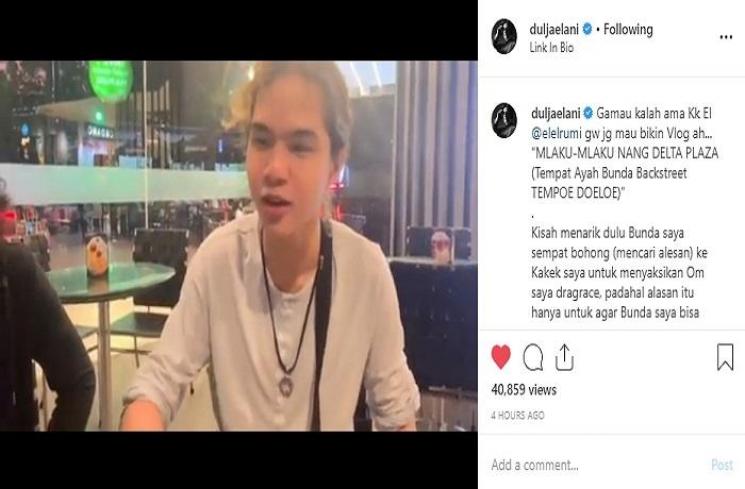 Dul Jaelani sedang napak tilas di tempat Maia Esianty dan Ahmad Dhani saat backstreet (Instagram @duljaelani)