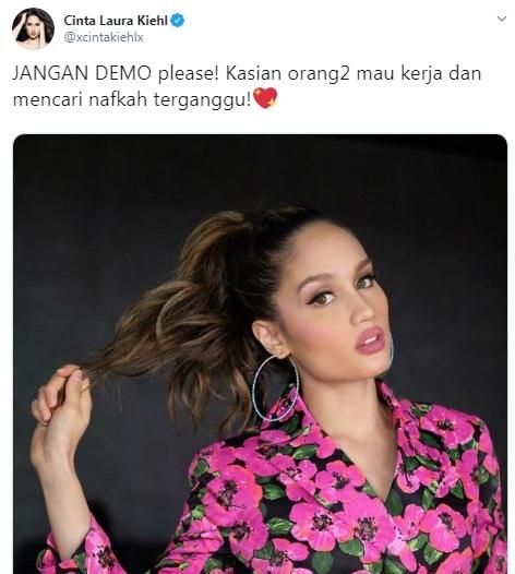 Cinta Laura minta aksi demo dihentikan. [Twitter]