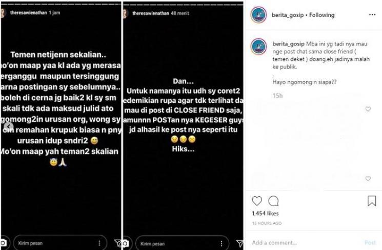 Klarifikasi asisten Nia Ramadhani soal chatnya yang viral (Instagram @berita_gosip)