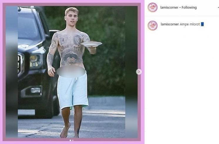 Celana Justin Bieber melorot (Instagram/@lamiscorner)