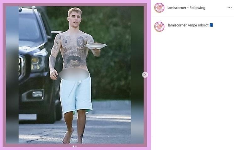 Celana Justin Bieber melorot (Instagram/@lamiscorner)