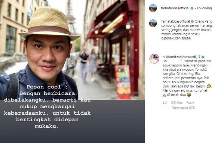 Nikita Mirzani komentari Farhat Abbas. (Instagram/@farhatabbasofficial)