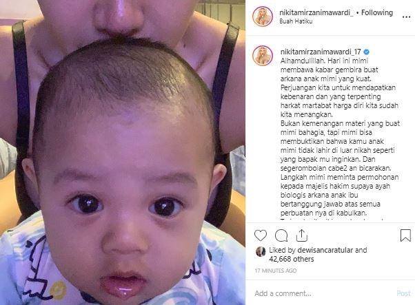 Nikita Mirzani menang dari Dipo Latief. (Instagram/@nikitamirzanimawardi_17)