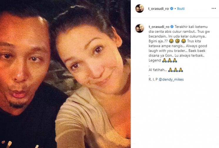 Tora Sudiro kenang Dendy Mikes (Instagram/@t_orasudi_ro)