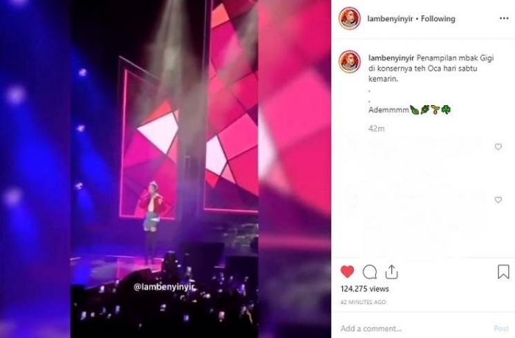 Nagita Slavina nyanyi di konser Rossa (Instagram @lambenyinyir)