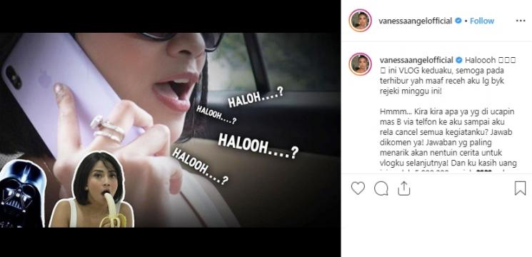 Vanessa Angel makan pisang (Instagram/@vanessaangelofficial)