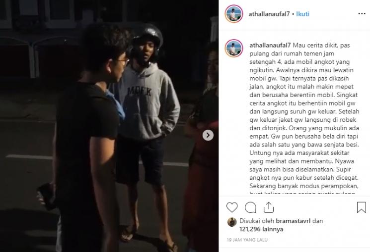 Athalla Naufal Dikeroyok 4 Orang Tak Dikenal (Instagram/@athallanaufal7)