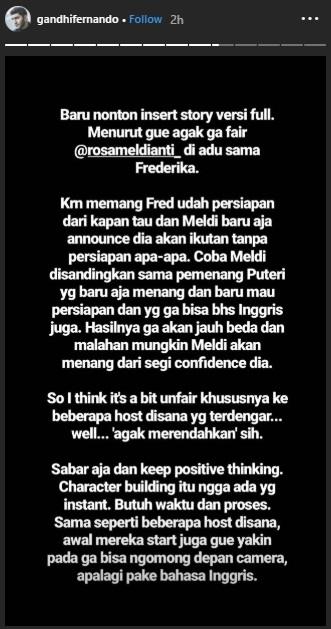 Gandhi Fernando belain Meldi. (Instagram/@gandhifernando)