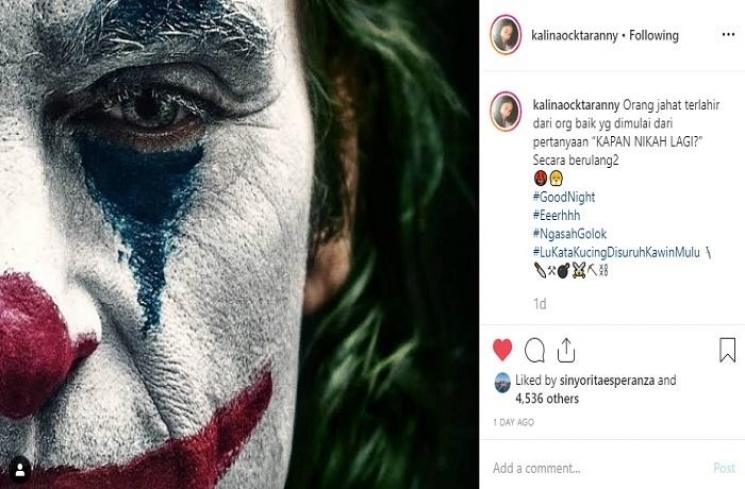Kutipan Joker ala Kalina Ocktaranny (Instagram @kalinaocktaranny)