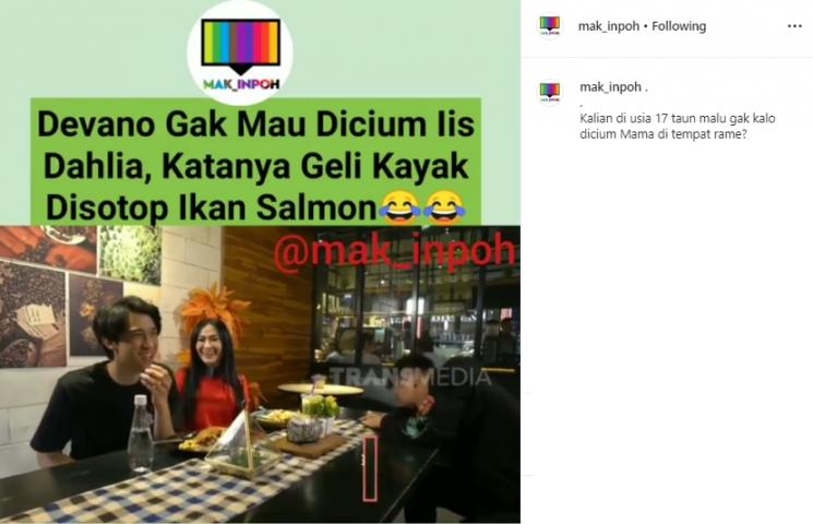 Devano Danendra dan Iis Dahlia (Instagaram/@mak_inpoh)