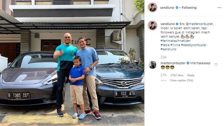 Deddy Corbuzier dan Sandiaga Uno. (Instagram/@sandiuno)