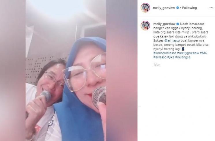 Duet Ari Lasso dan Melly Goeslaw. (Instagram/@melly_goeslaw)