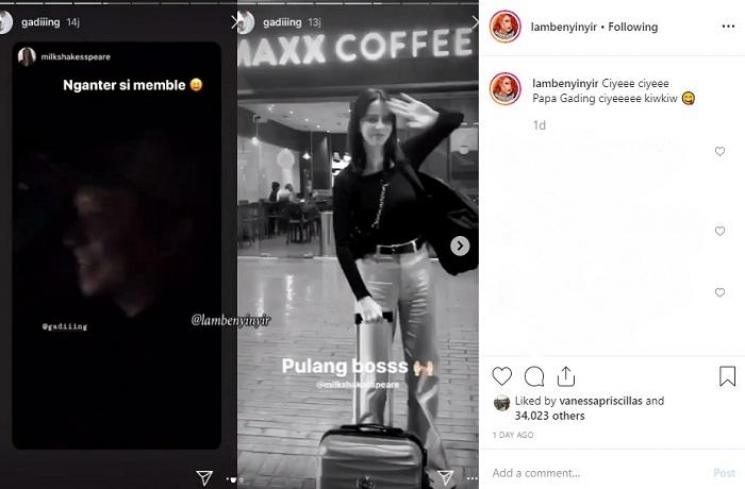 Gading Marten mengantarkan Juria Hartmans pulang (Instagram @lambenyinyir)