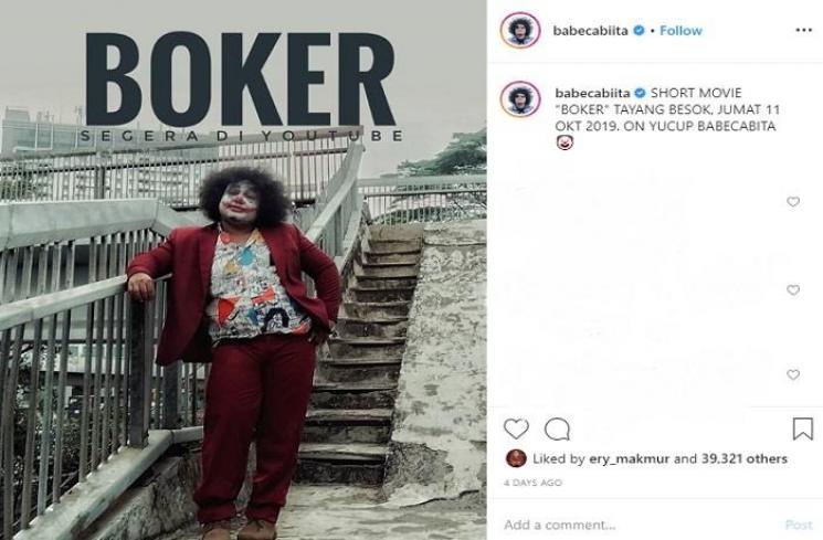 Babe Cabita berdandan ala Joker (Instagram @babecabiita)